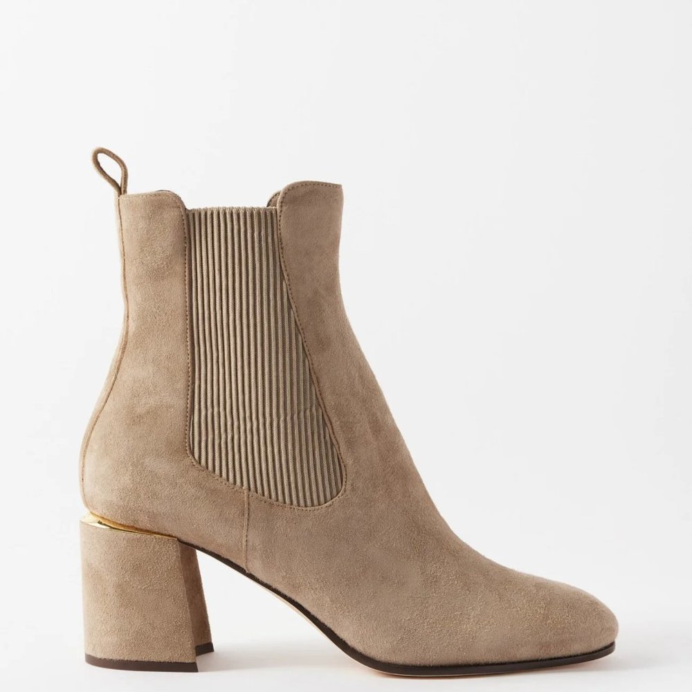 NEW Jimmy Choo Size 42 EU (11 US) Thessaly Suede Chelsea Ankle Boots - Taupe